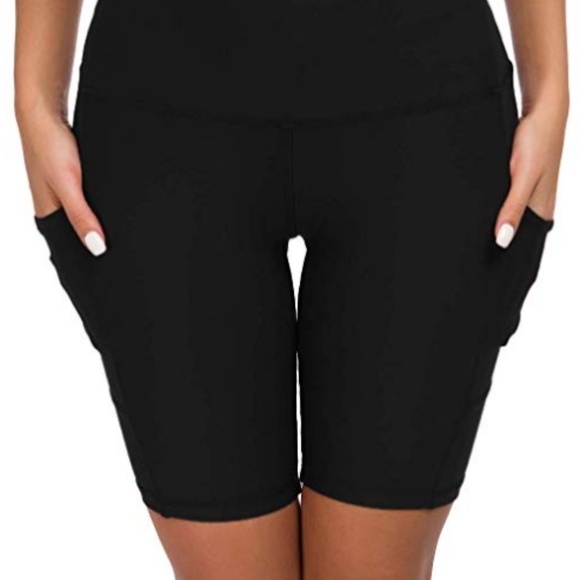 High Waist - Tummy Control Pocket Yoga Shorts - Picture 3 of 4